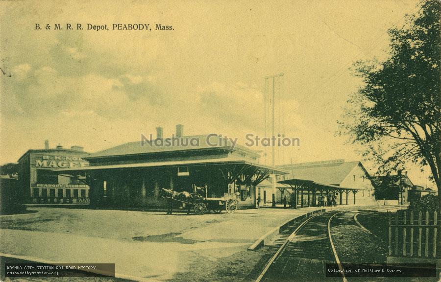 Postcard: Boston & Maine Railroad Depot, Peabody, Massachusetts